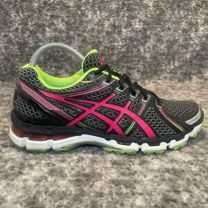 ASICS GEL-Kayano 19 Women’s 10 Running Shoes Black Pink Green T350N Sneakers